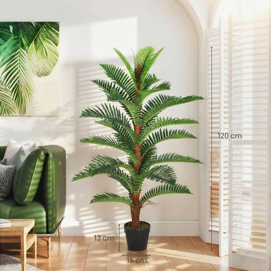 Palmier artificiel PEVA pour intérieur et bureau touche exotique 120 cm Vert - ComfortXL Outdoor Living - Image 5