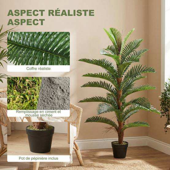 Palmier artificiel PEVA pour intérieur et bureau touche exotique 120 cm Vert - ComfortXL Outdoor Living - Image 6