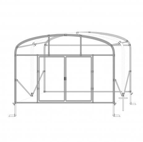 Plastidis - Serre tunnel Deschamps pieds droits larg 5 m pas à 2 m, L 12 m, type 200 microns diffusante Lumisol , Façade 2 portes simples, Sup - Image 6