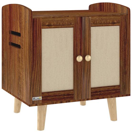 Meuble de rangement avec porte et tapis en sisal pour litière pour chat, idéal pour le salon ou la chambre (55 x 43 x 59,6 cm, marron). - Image 2
