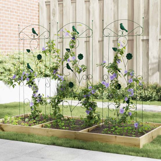Grille de jardin Acier Vert Lot de 3 Éléments Déco pour Bordure Allée 112x40cm - ComfortXL Outdoor Living - Image 4