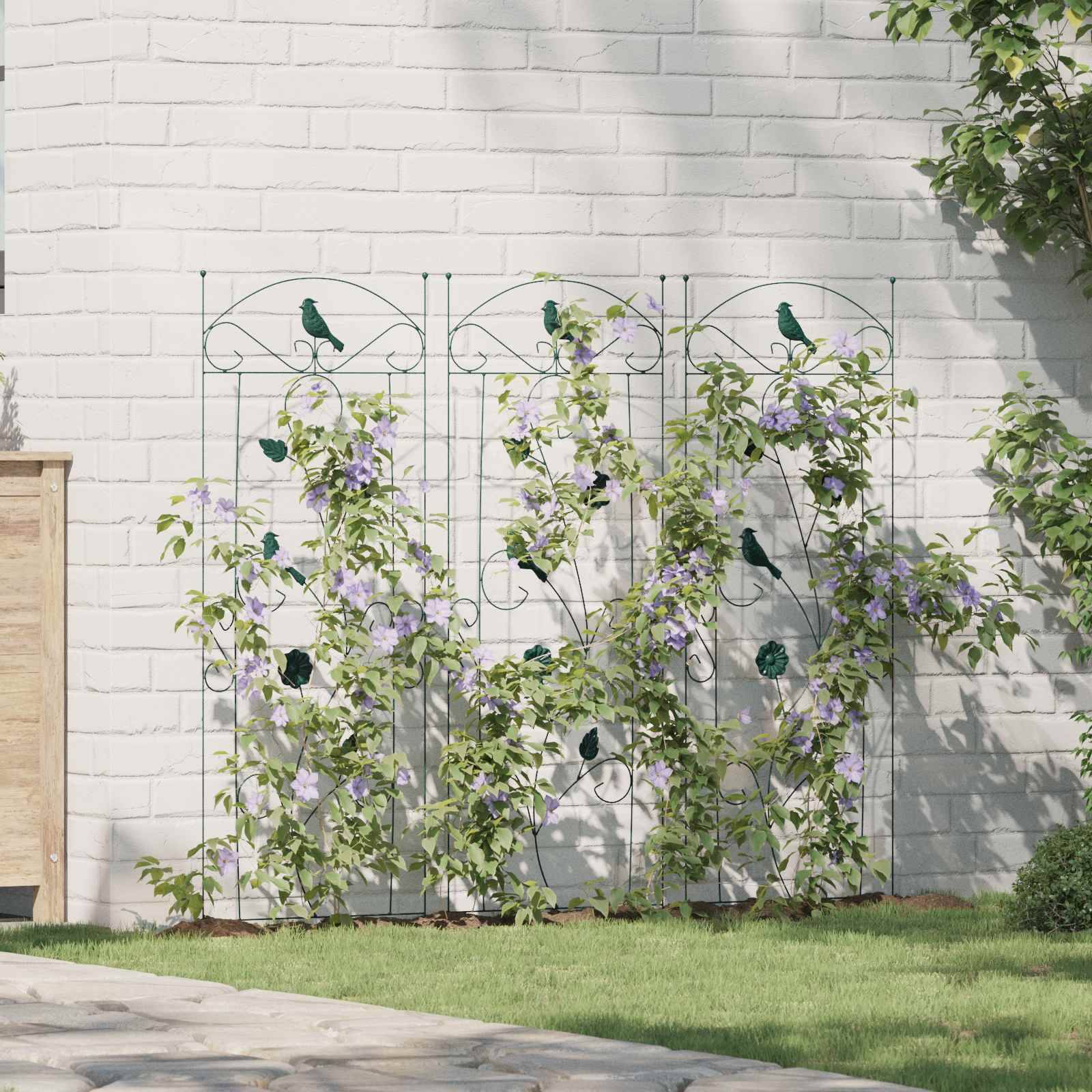 Grille de jardin Acier Vert Lot de 3 Éléments Déco pour Bordure Allée 112x40cm - ComfortXL Outdoor Living - Image 1