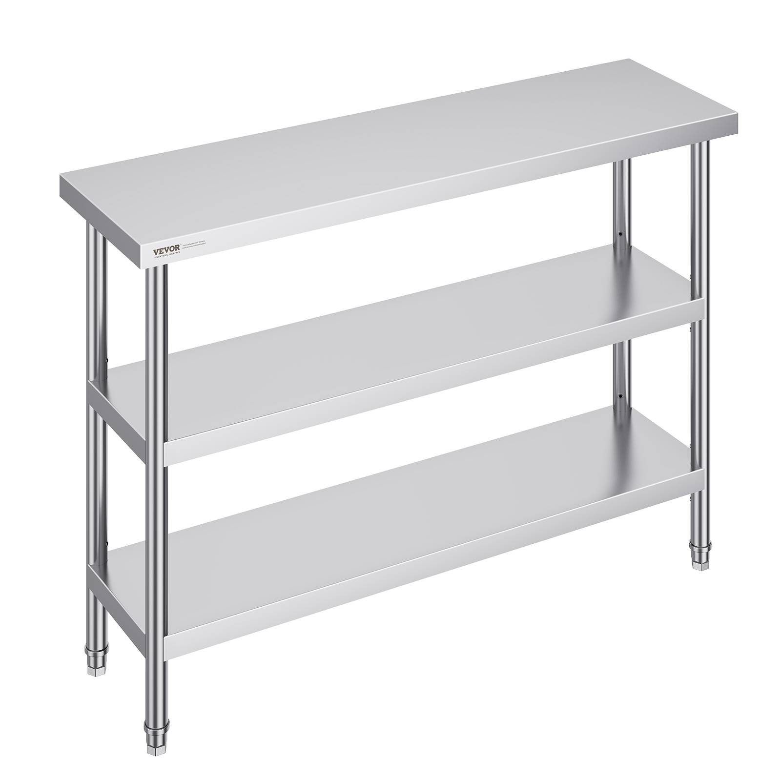 Vevor - VEVOR Poste travail cuisine métal 14"x48"x34". 2 étagères inférieures réglables, inox. Pour barbecue, garage.