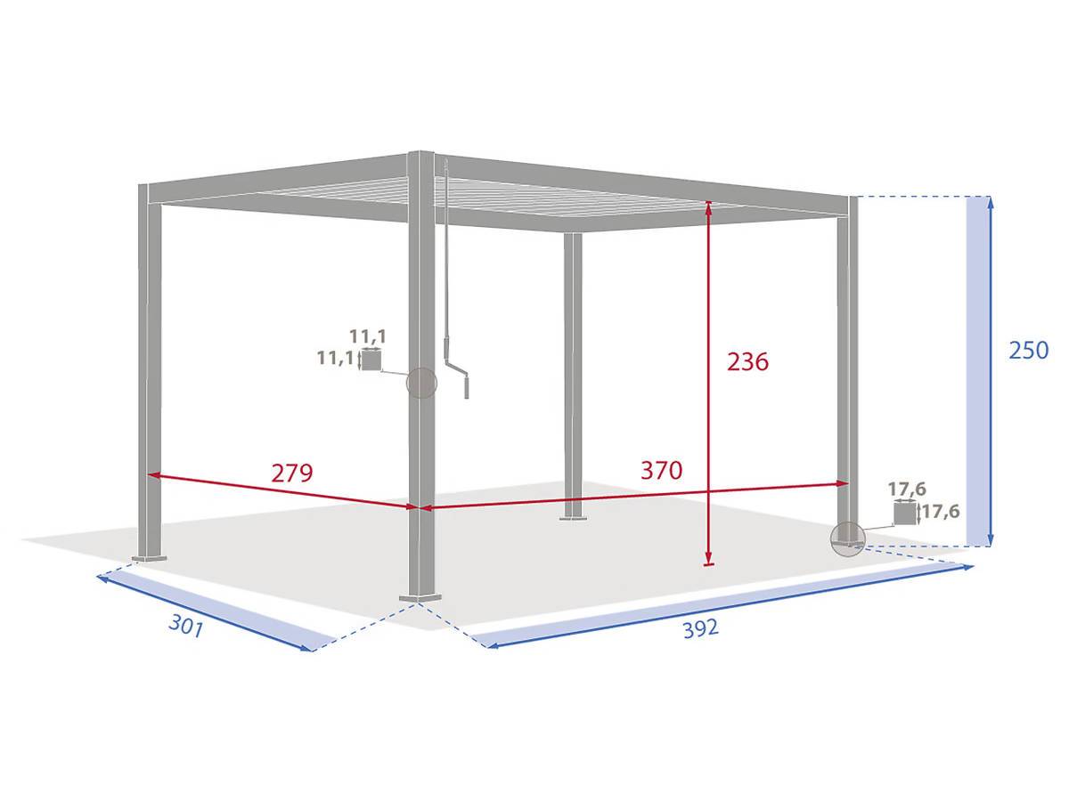 Hesperide - Kit pergola bioclimatique Evora Graphite 4 x 3 m Hespéride + 2 stores 4 m - Image 5