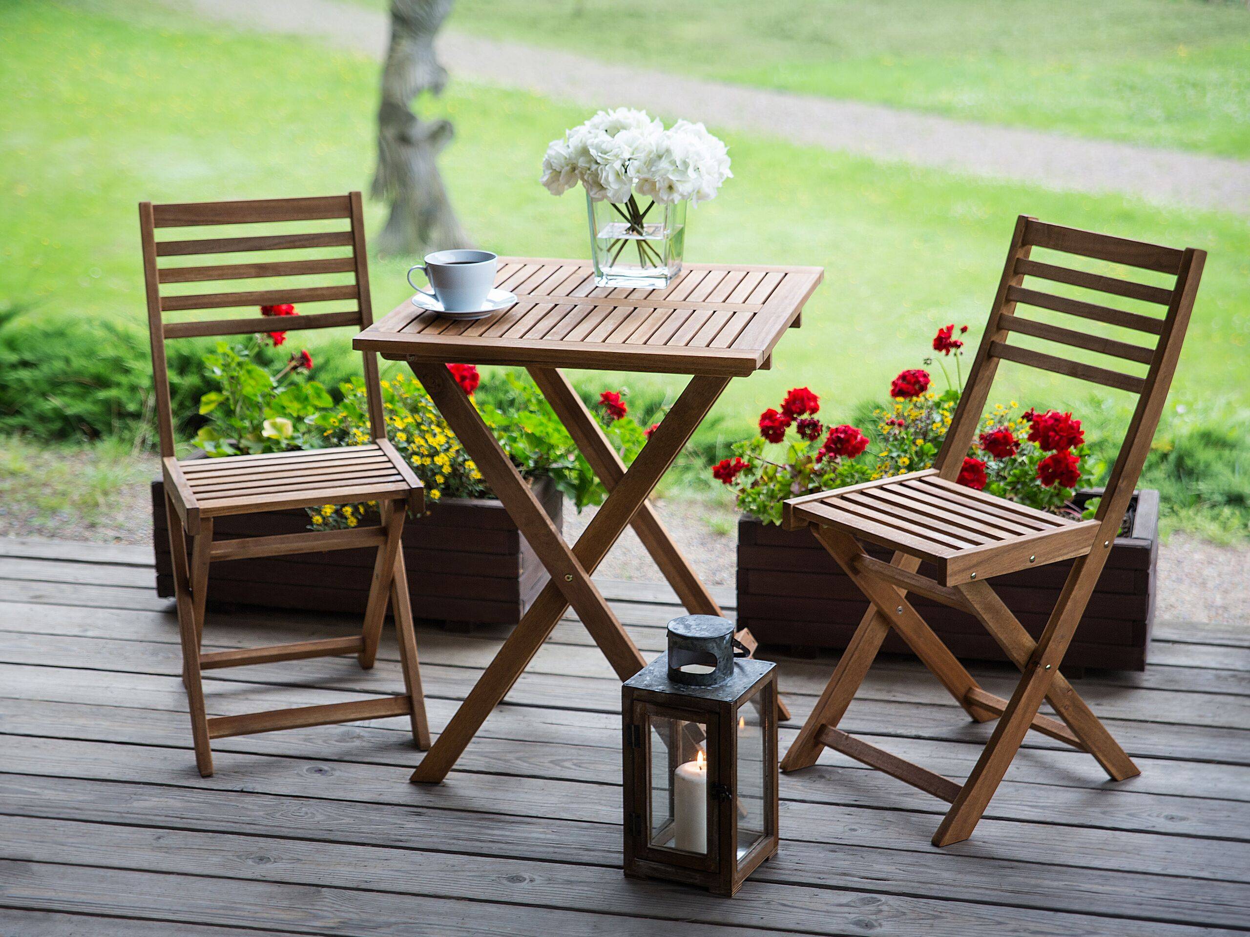 Beliani - Set de bistrot, 2 Personnes Acacia Marron clair FIJI - 60x60x75- Beliani - Image 1