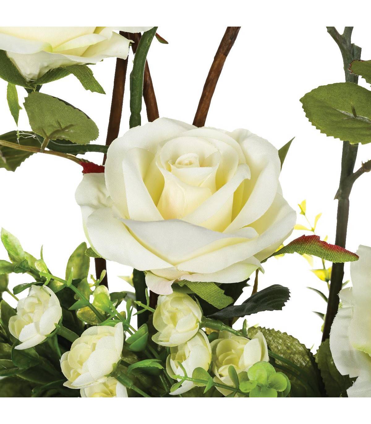 Composition florale artificielle Roses dans une coupelle en céramique L 32 x H 35 cm - Image 2