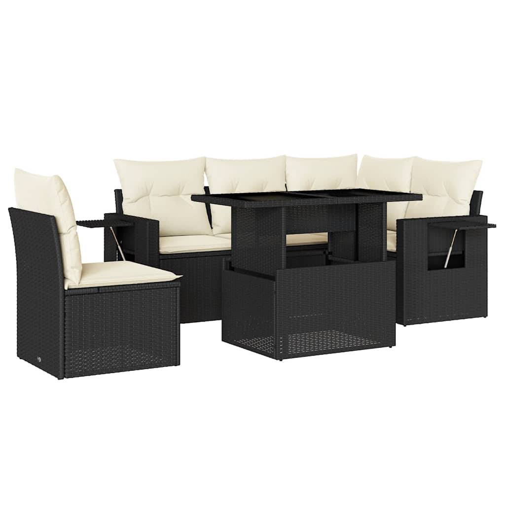 ComfortXL - Salon de jardin Noir 6 Pièces Résine Tressée Table Hauteur Réglable pour Repas Extérieur – ComfortXL Outdoor Living - Image 2