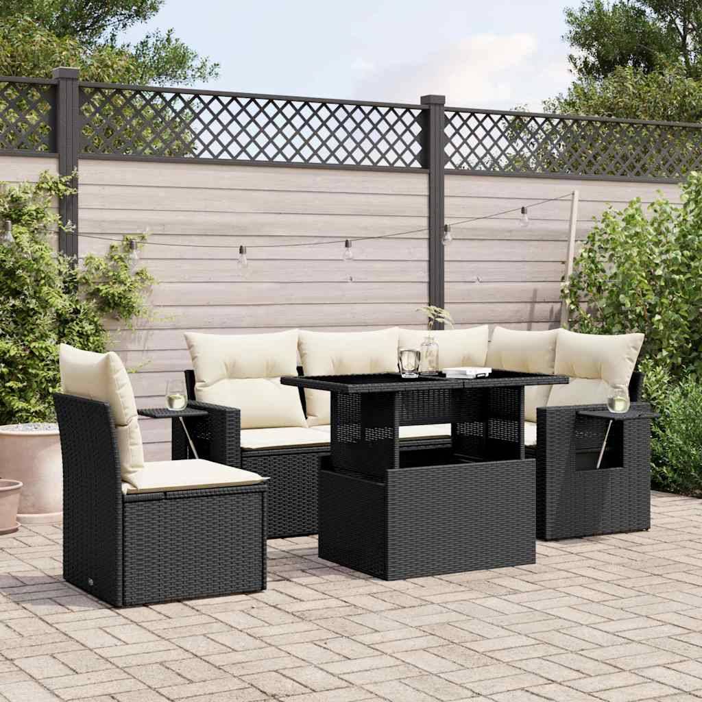 ComfortXL - Salon de jardin Noir 6 Pièces Résine Tressée Table Hauteur Réglable pour Repas Extérieur – ComfortXL Outdoor Living