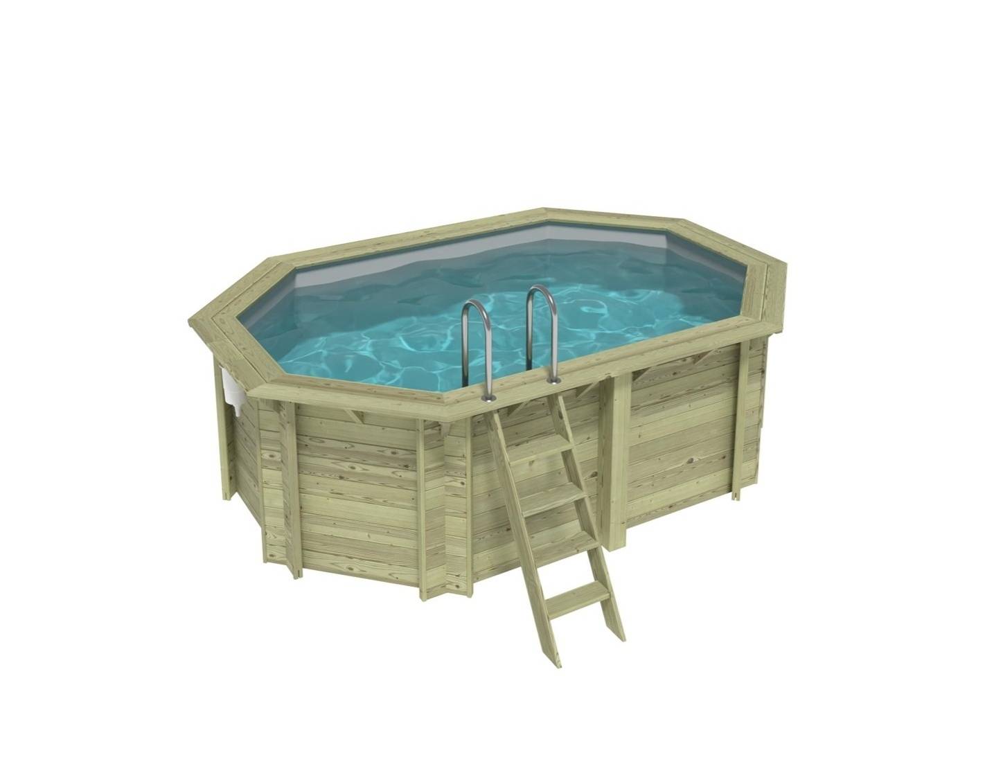Altanka - Piscine hors sol en bois NEMO 4.3 x 3 - H.1.31 m, gris clair, cadre en métal - sans dalle - BAS7303OSPU2 - ALTANKA - Image 1