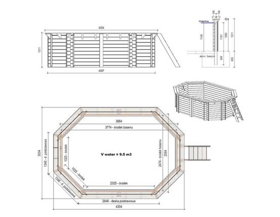 Altanka - Piscine hors sol en bois NEMO 4.3 x 3 - H.1.31 m, gris clair, cadre en métal - sans dalle - BAS7303OSPU2 - ALTANKA - Image 4