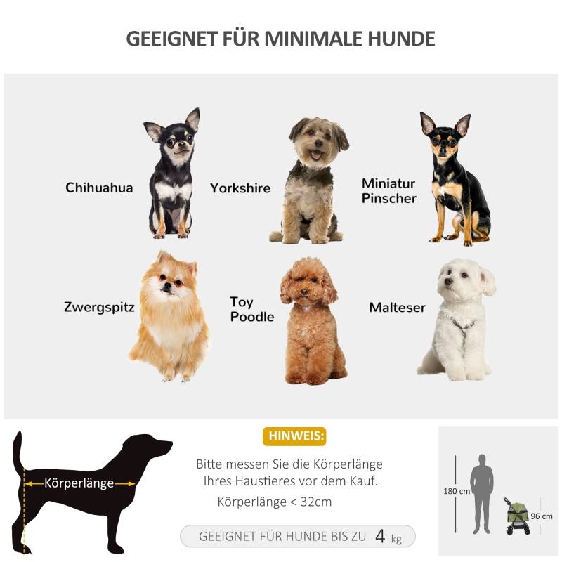 Poussette pour chien chat acier promenade petits animaux pliable avec rangement 67x45x96 cm vert - ComfortXL Outdoor Living - Image 8
