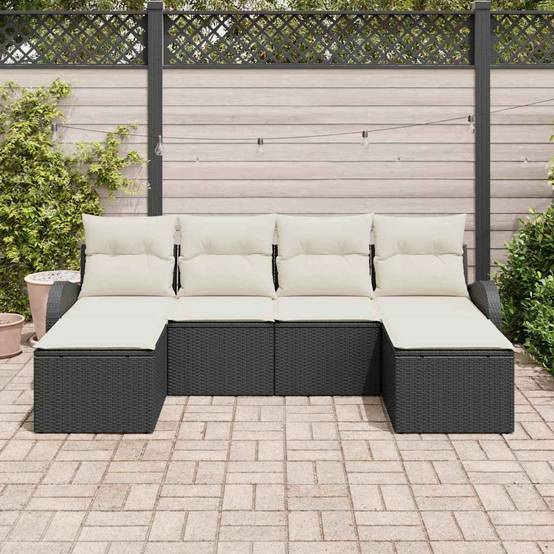 Vidaxl - Ensemble de Canapés 6 pc Noir et Blanc polyrotin vidaXL 3354816 - Image 4