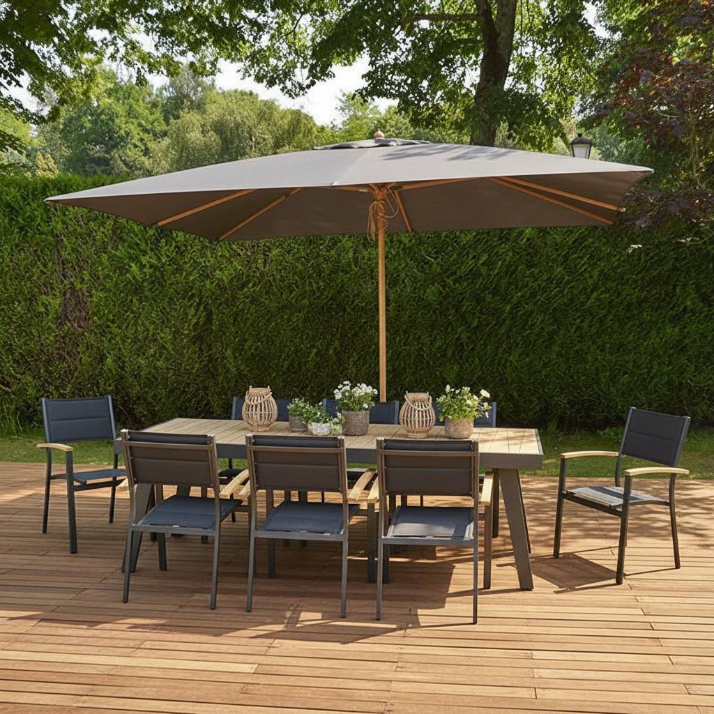 Parasol droit gris 4x3 m Pegasia - Gecko Jardin - Image 5