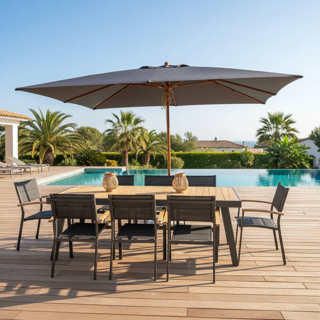 Parasol droit gris 4x3 m Pegasia - Gecko Jardin - Image 6
