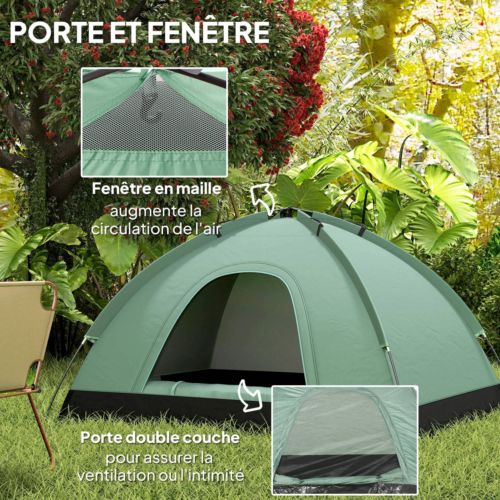 ComfortXL - Tente camping dôme polyester 2 personnes montage facile anti-UV 206x185cm vert - ComfortXL Outdoor Living - Image 6