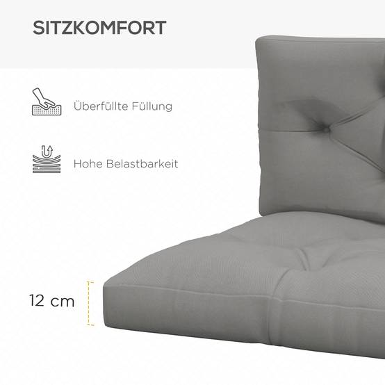 Coussin d'assise capitonné, 120 x 80 x 12 cm, gris - Image 7