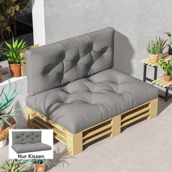 Coussin d'assise capitonné, 120 x 80 x 12 cm, gris - Image 3