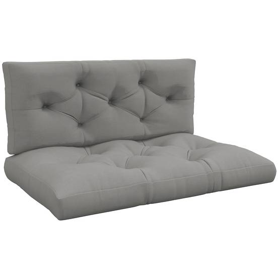 Coussin d'assise capitonné, 120 x 80 x 12 cm, gris - Image 1