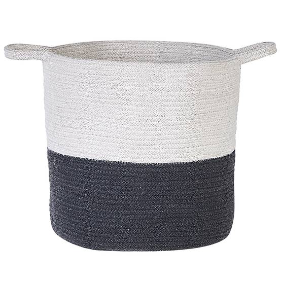 Paniers Noir et Blanc en Coton Rond 33/35 cm Corbeille à Linge Tressée Rangement pour Intérieur Minimaliste Boîte Lot de 2 - Image 4