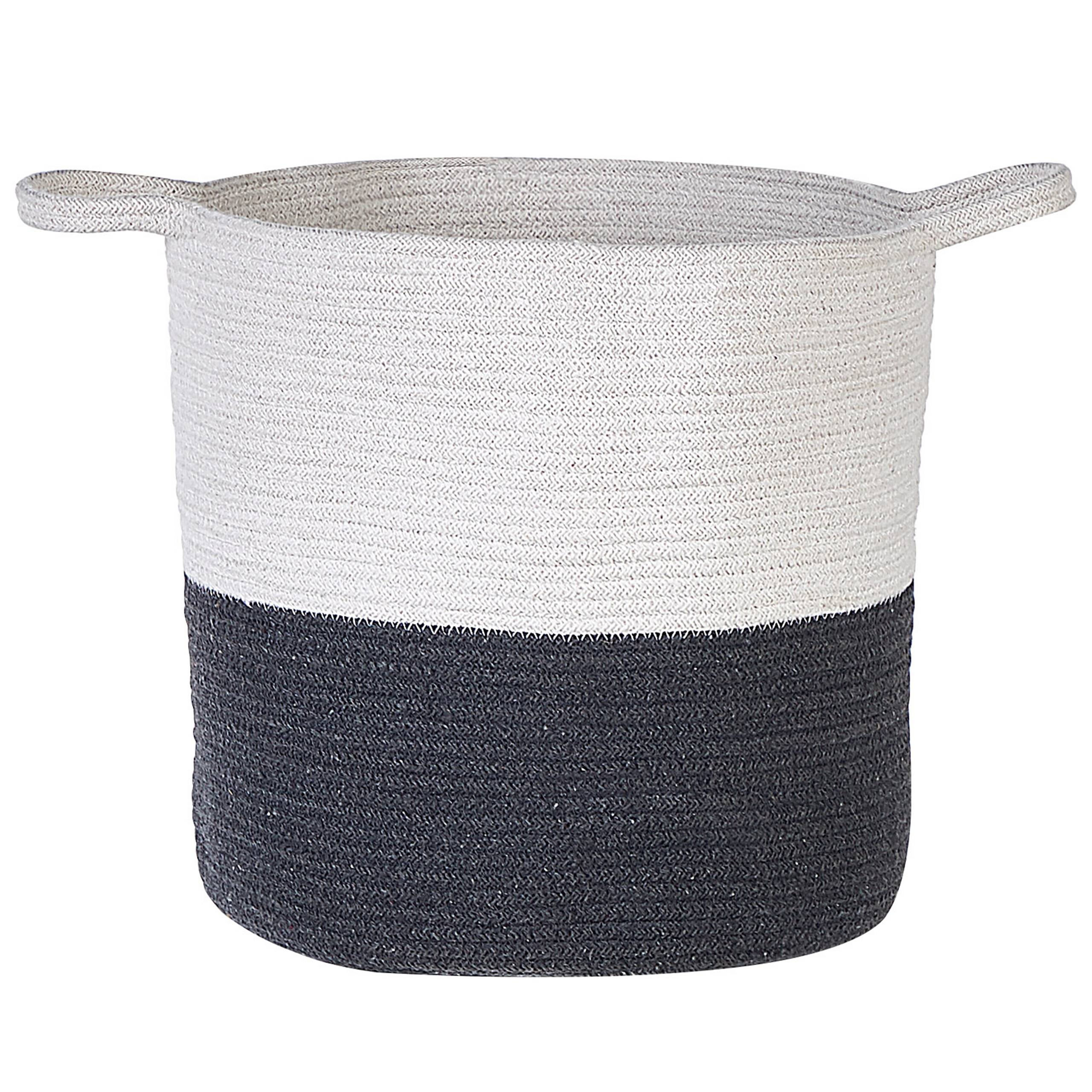 Paniers Noir et Blanc en Coton Rond 33/35 cm Corbeille à Linge Tressée Rangement pour Intérieur Minimaliste Boîte Lot de 2 - Image 4