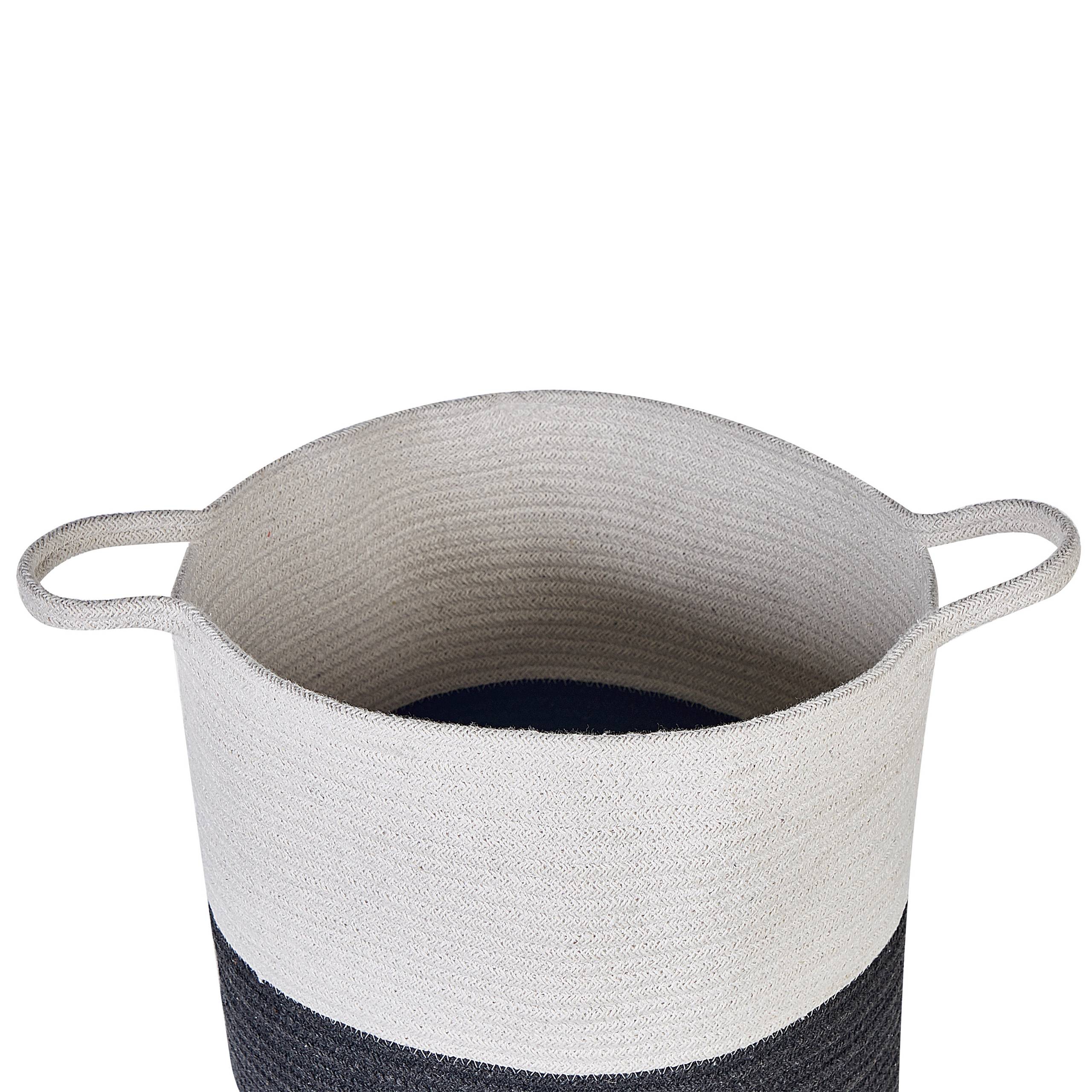 Paniers Noir et Blanc en Coton Rond 33/35 cm Corbeille à Linge Tressée Rangement pour Intérieur Minimaliste Boîte Lot de 2 - Image 5