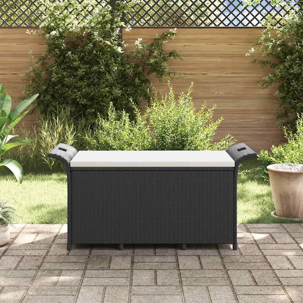Banc Coffre Jardin Résine Tressée Rangement Spacieux Terrasse Noir 116cm – ComfortXL Outdoor Living - Image 3