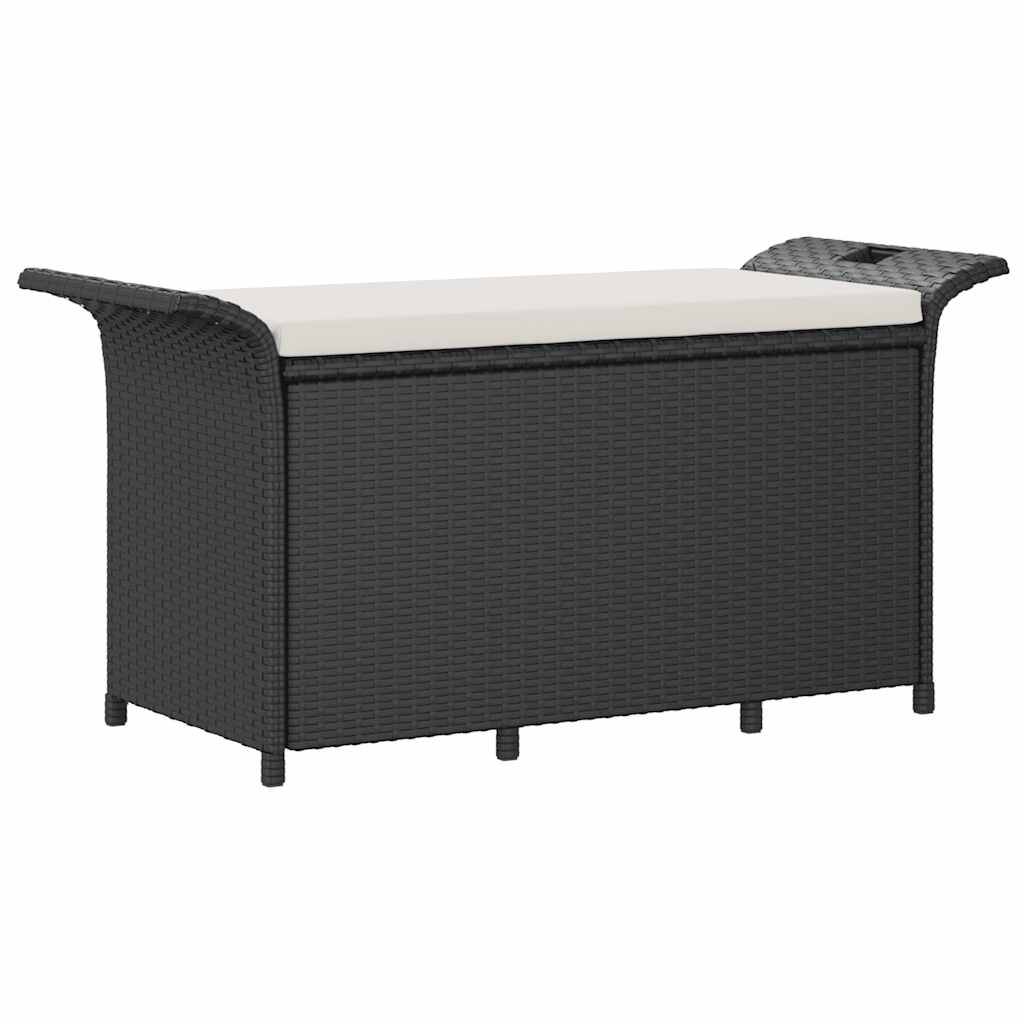 Banc Coffre Jardin Résine Tressée Rangement Spacieux Terrasse Noir 116cm – ComfortXL Outdoor Living - Image 2