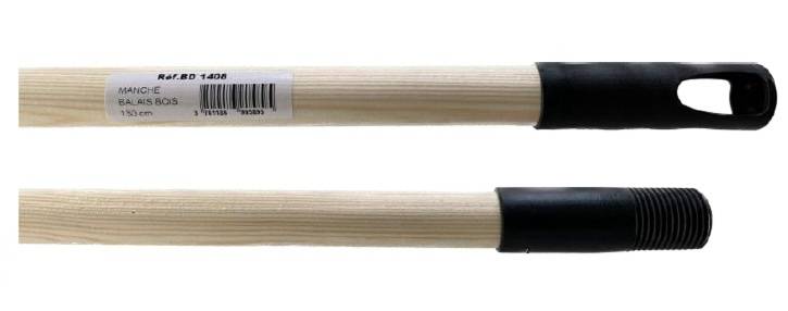 Manche Balai-Bois-130Cm-Embout Plastique Pas Vis Français - Guialto