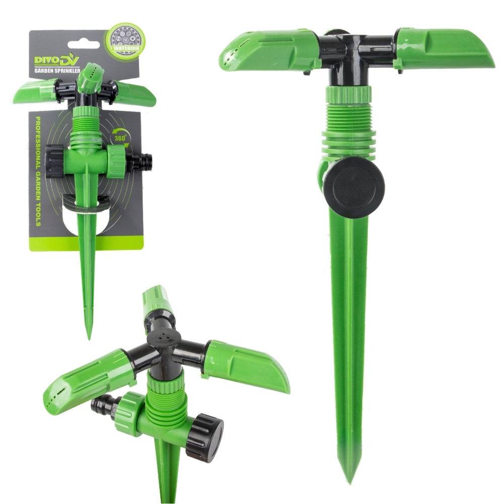 Arroseur de jardin pivotant à enfoncer, 360°, à 3 bras, pour l'arrosage DIVODV - Image 1