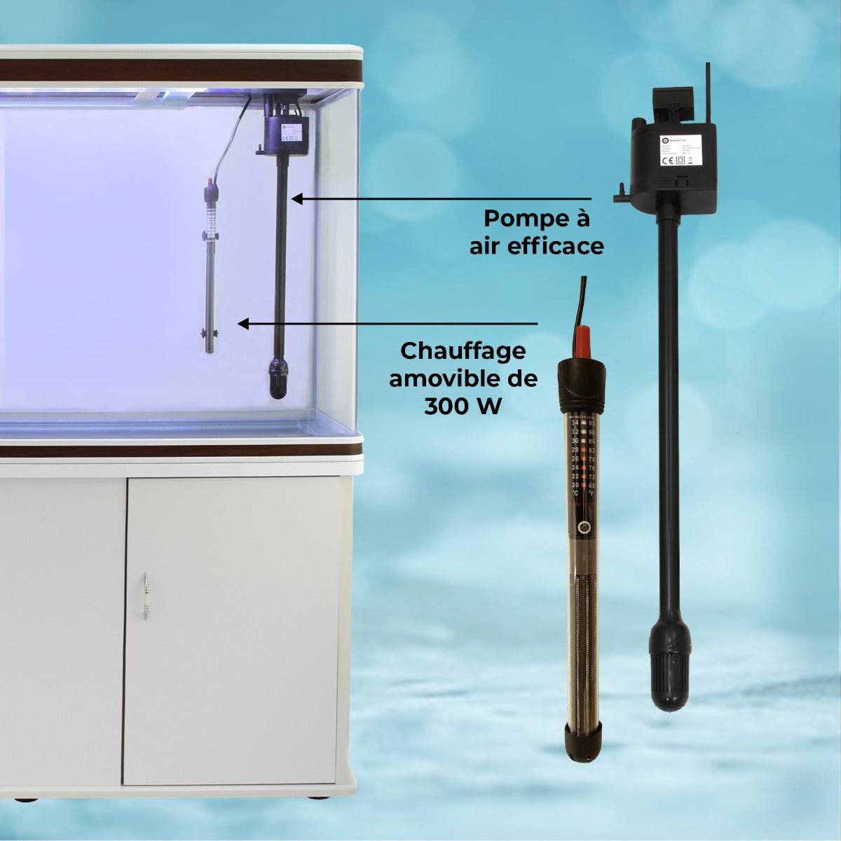 Monstershop - Aquarium Blanc avec Meuble de support Blanc assorti et Gravier Noir - Image 4