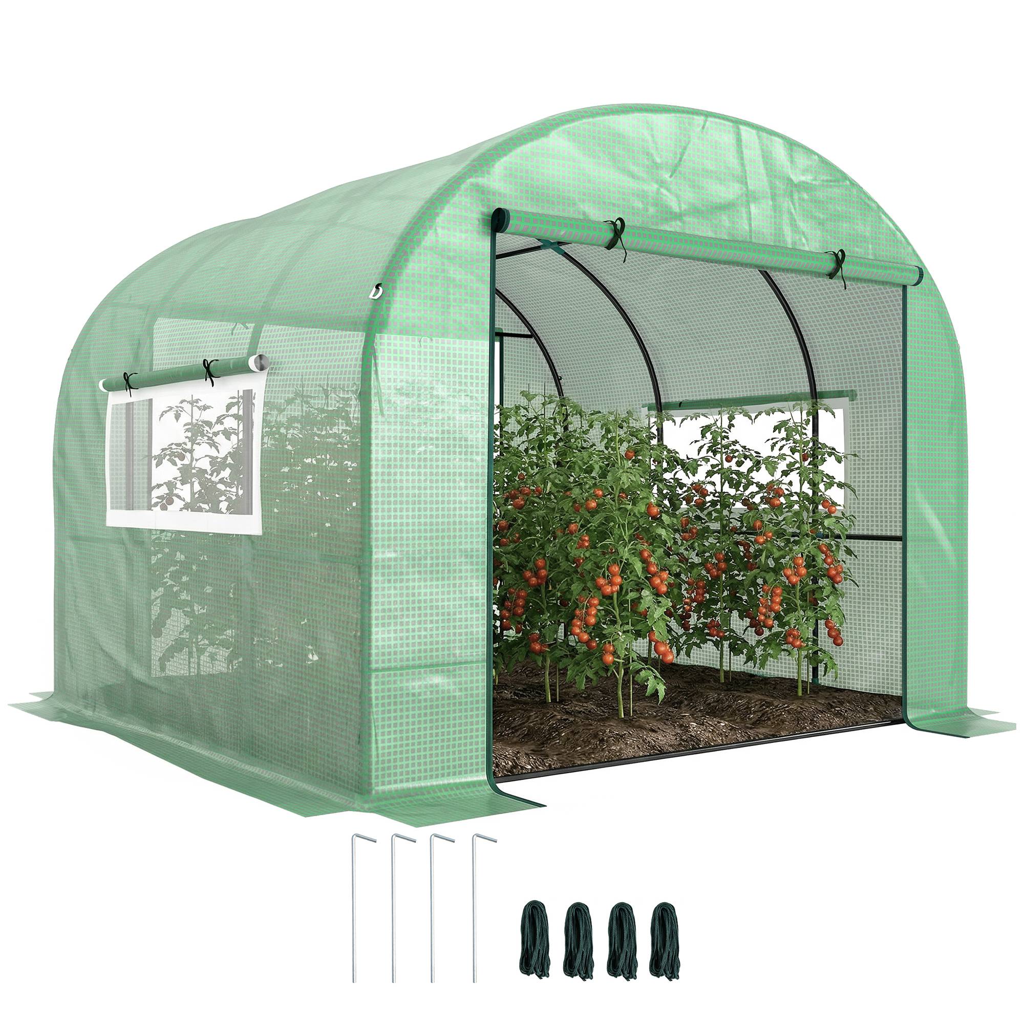 Sans Marque - Serre tunnel 3x3x2 m acier PE serre potagère portes fenêtres enroulables culture légumes fleurs serre verte robuste - Image 1
