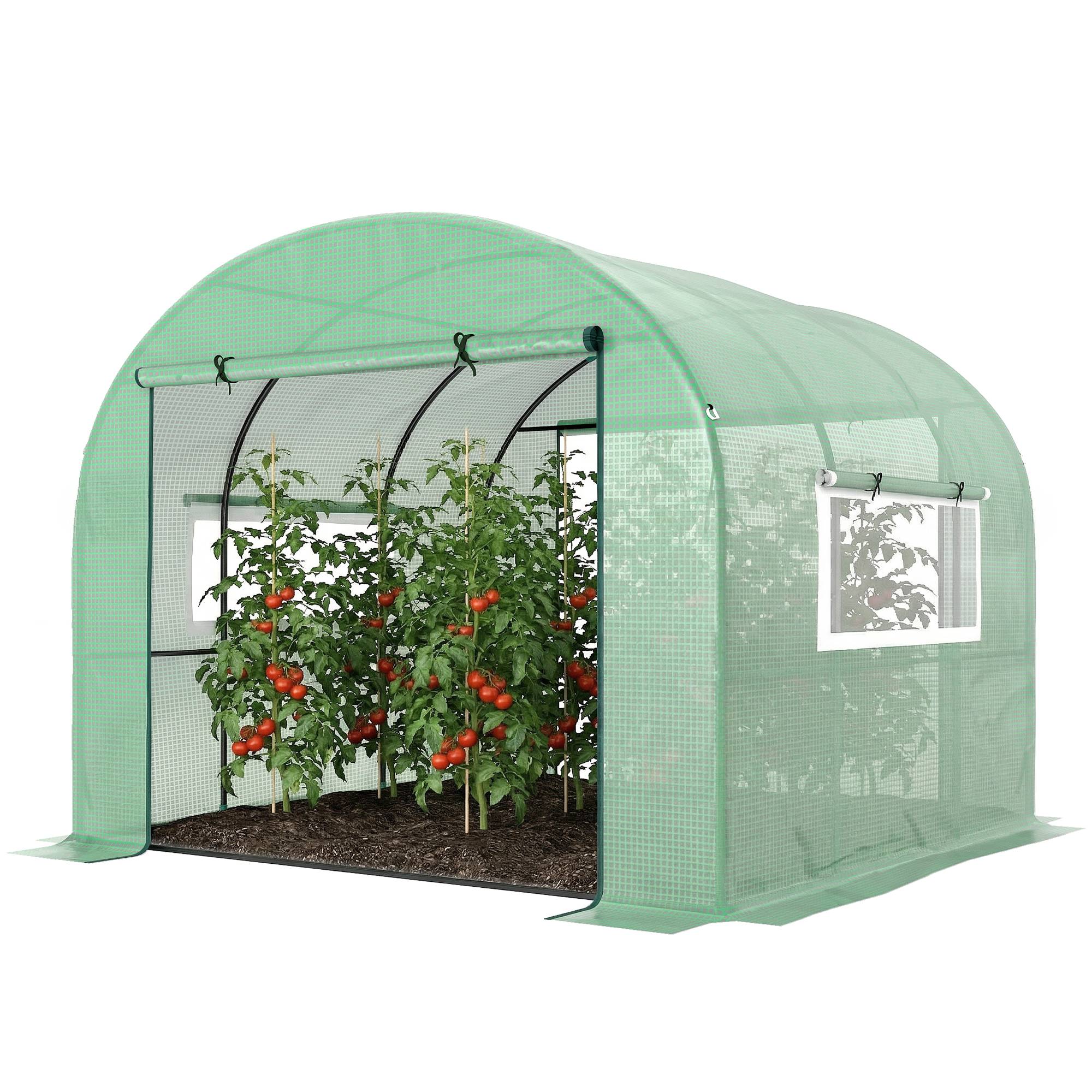 Sans Marque - Serre tunnel 3x3x2 m acier PE serre potagère portes fenêtres enroulables culture légumes fleurs serre verte robuste - Image 2