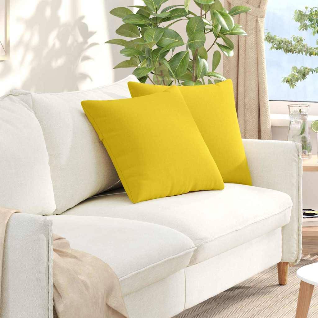 Paire de Coussins Tissu Confortable Housses Amovibles pour Salon Design Moderne Jaune Clair 50x50 cm – ComfortXL Outdoor Living - Image 1