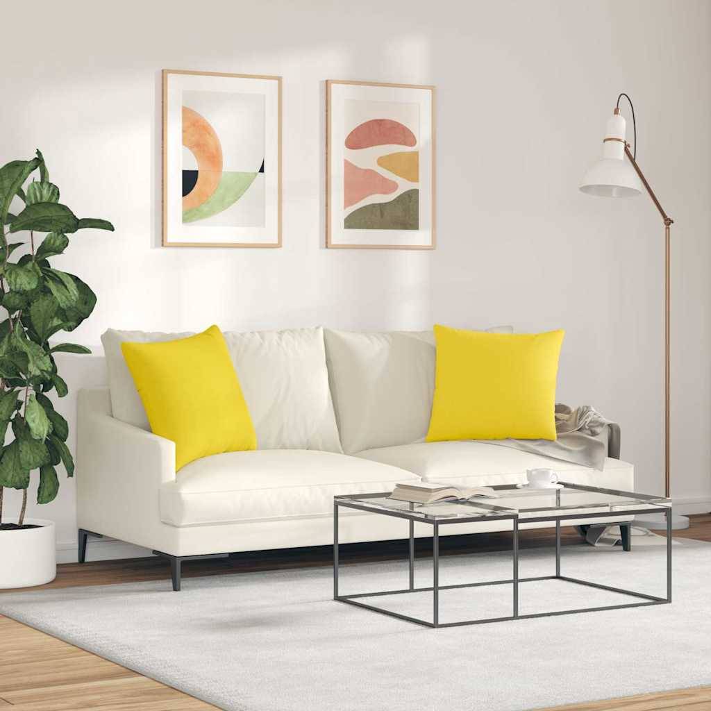 Paire de Coussins Tissu Confortable Housses Amovibles pour Salon Design Moderne Jaune Clair 50x50 cm – ComfortXL Outdoor Living - Image 4