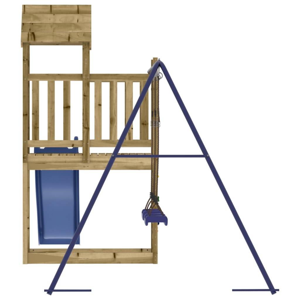 Helloshop26 - Aire de jeux d'extérieur balançoires toboggan portiques robuste jeux jardin 495 x 186 x 214 cm bois de pin imprégné - Image 4