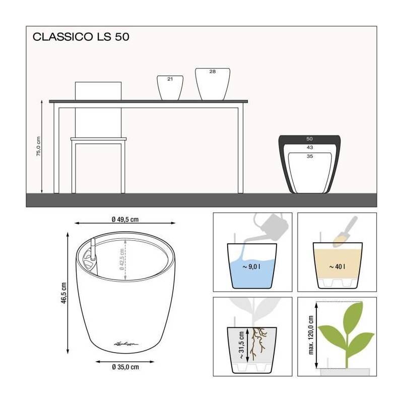 Lechuza - Pot De Fleur Lechuza Classico Premium Ls 50 - Kit Complet, Anthracite Métallisé - Image 2