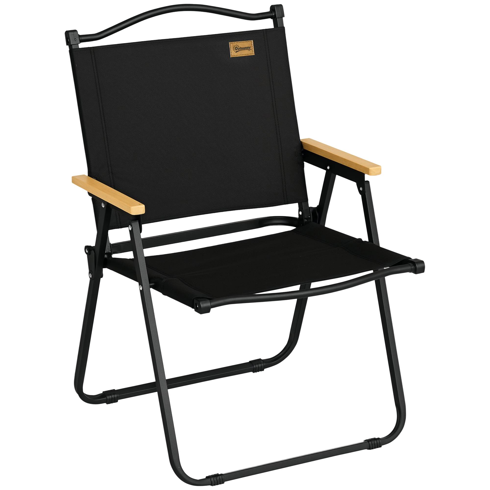 Chaise de camping pliante acier et tissu Oxford noir 54 x 59 x 78 cm - PANGIVO - Image 1