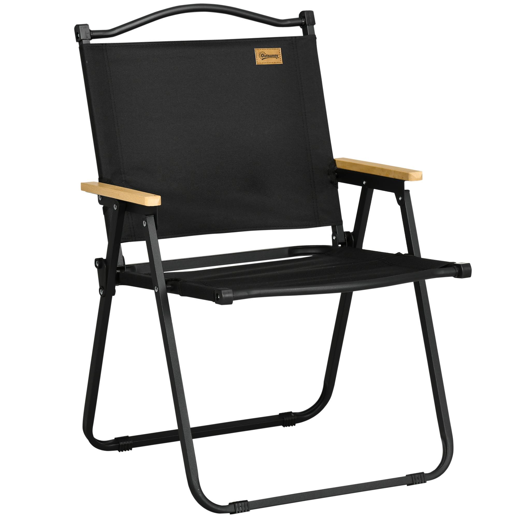 Chaise de camping pliante acier et tissu Oxford noir 54 x 59 x 78 cm - PANGIVO - Image 2