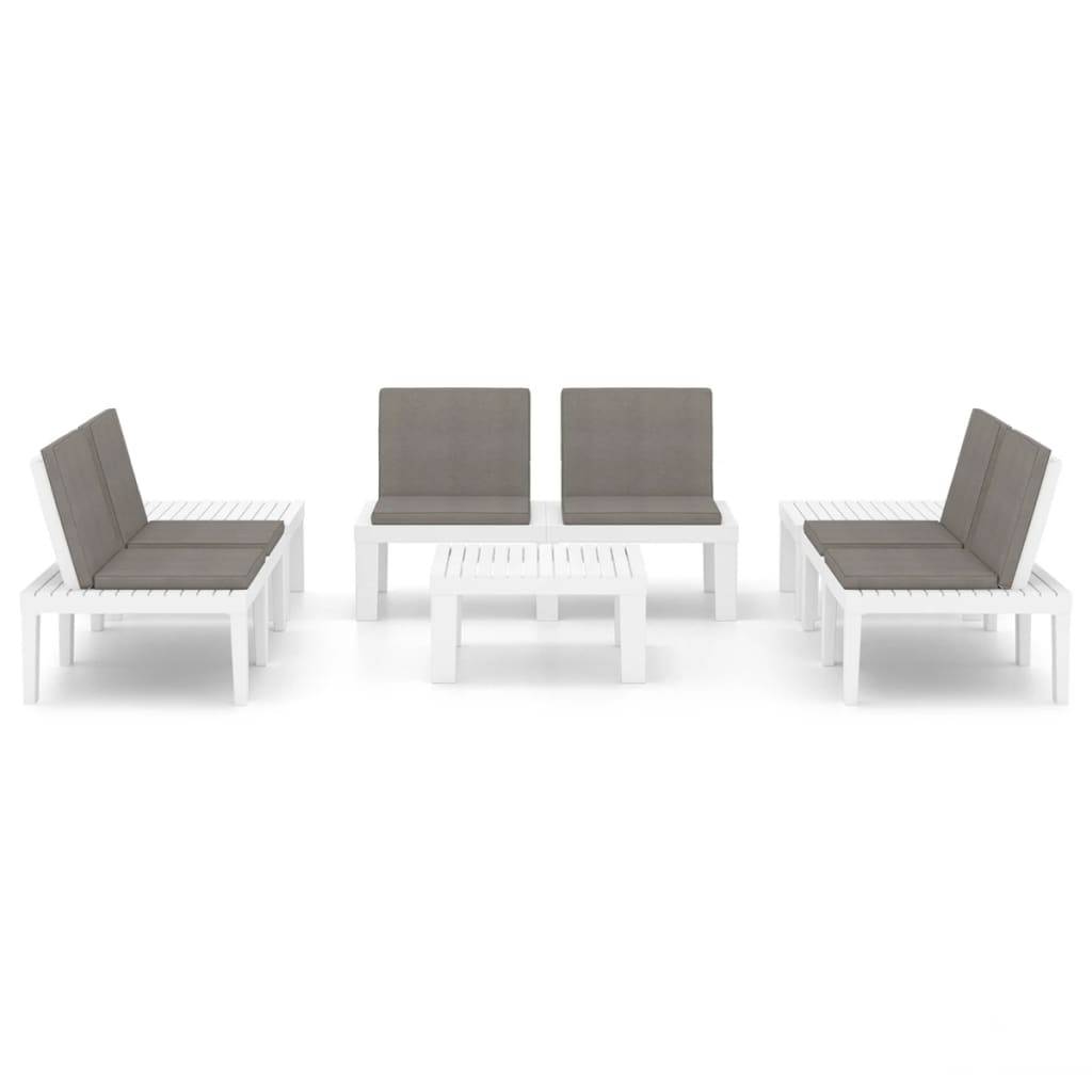 Vidaxl - Salon de jardin 6 pcs avec coussins Plastique Blanc vidaXL 3059833 - Image 9