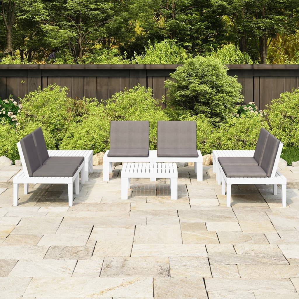 Vidaxl - Salon de jardin 6 pcs avec coussins Plastique Blanc vidaXL 3059833 - Image 1