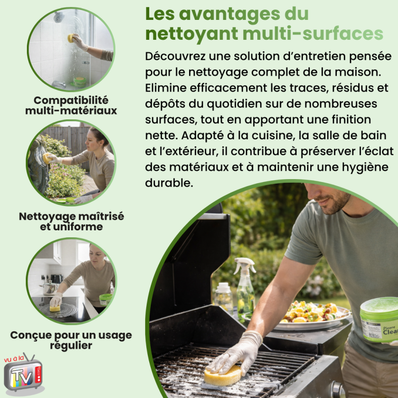 Pierre Clean | Nettoyant Alternative au Bicarbonate de soude | Lot de 2 | Avec Eponge Magique - VENTEO - Image 3