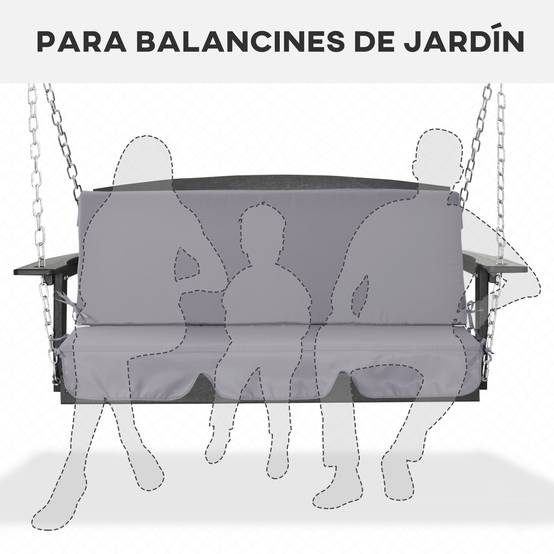 Ensemble de 2 coussins pour fauteuil à bascule (assise et dossier) pour jardin, terrasse et extérieur – 130 x 45 x 5 cm – Gris - Image 6