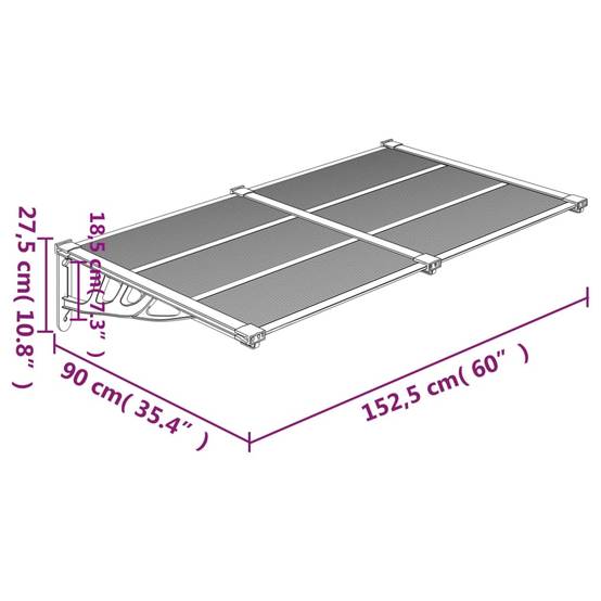Store Banne - Auvent de porte Noir et transparent 152,5x90 cm Polycarbonate - MEUBLE PRO - Image 6