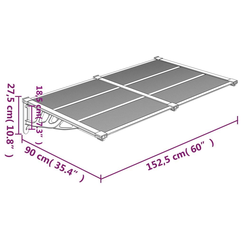 Store Banne - Auvent de porte Noir et transparent 152,5x90 cm Polycarbonate - MEUBLE PRO - Image 6
