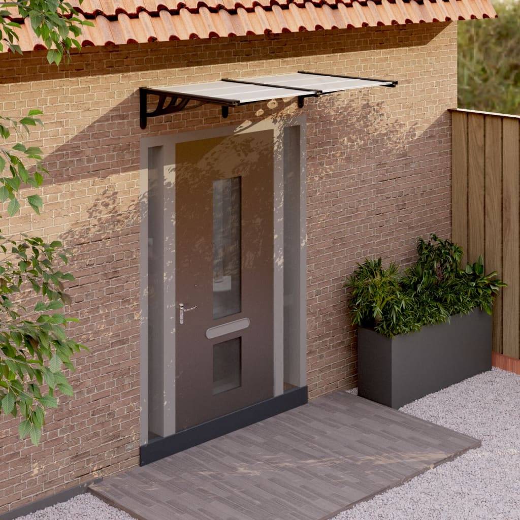 Store Banne - Auvent de porte Noir et transparent 152,5x90 cm Polycarbonate - MEUBLE PRO - Image 2