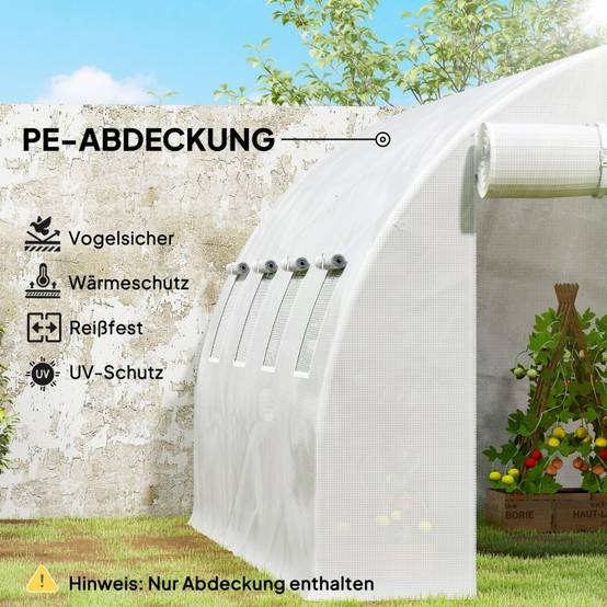 Bâche serre rechange Polyéthylène jardin potager protection intempéries 400x300x200cm Blanc - ComfortXL Outdoor Living - Image 6