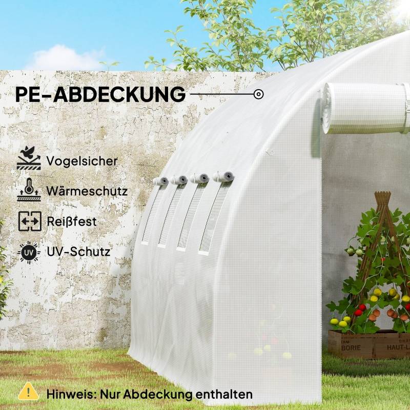 Bâche serre rechange Polyéthylène jardin potager protection intempéries 400x300x200cm Blanc - ComfortXL Outdoor Living - Image 6