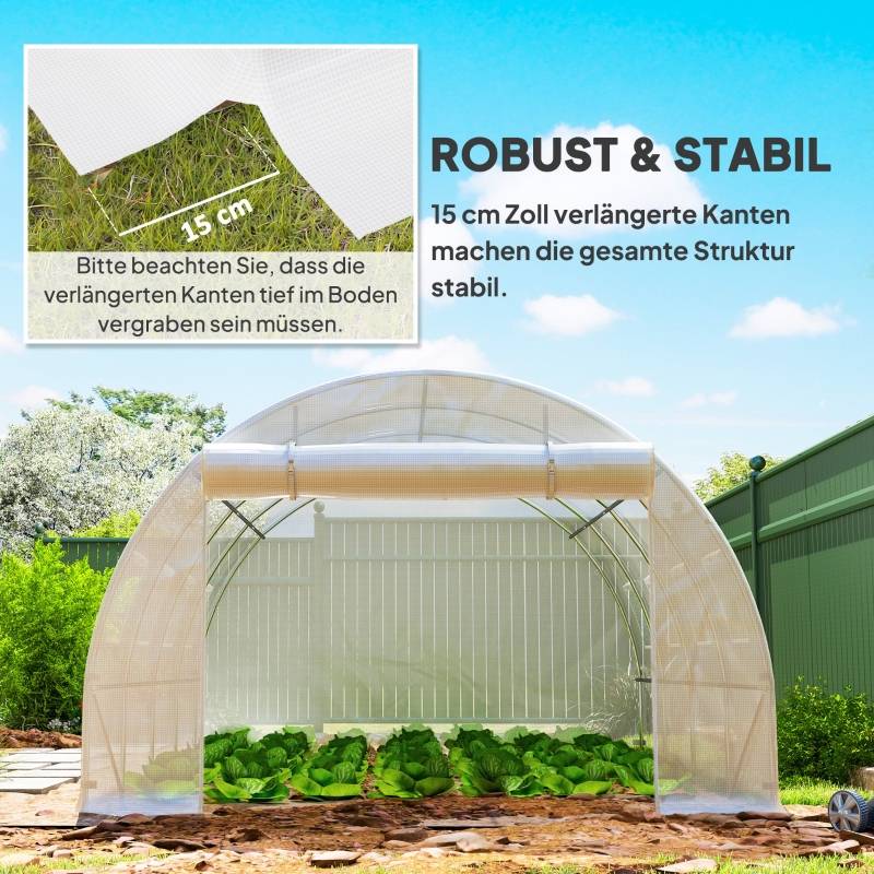 Bâche serre rechange Polyéthylène jardin potager protection intempéries 400x300x200cm Blanc - ComfortXL Outdoor Living - Image 5