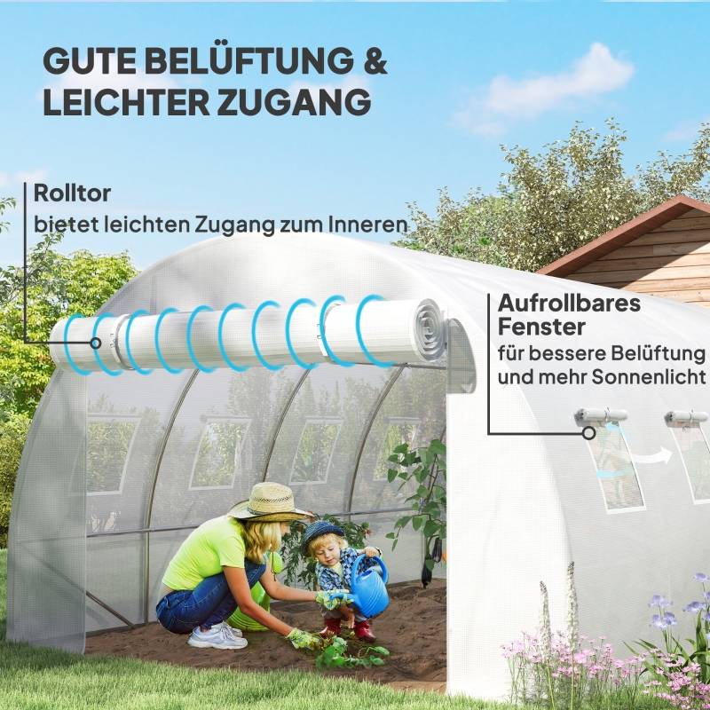 Bâche serre rechange Polyéthylène jardin potager protection intempéries 400x300x200cm Blanc - ComfortXL Outdoor Living - Image 4