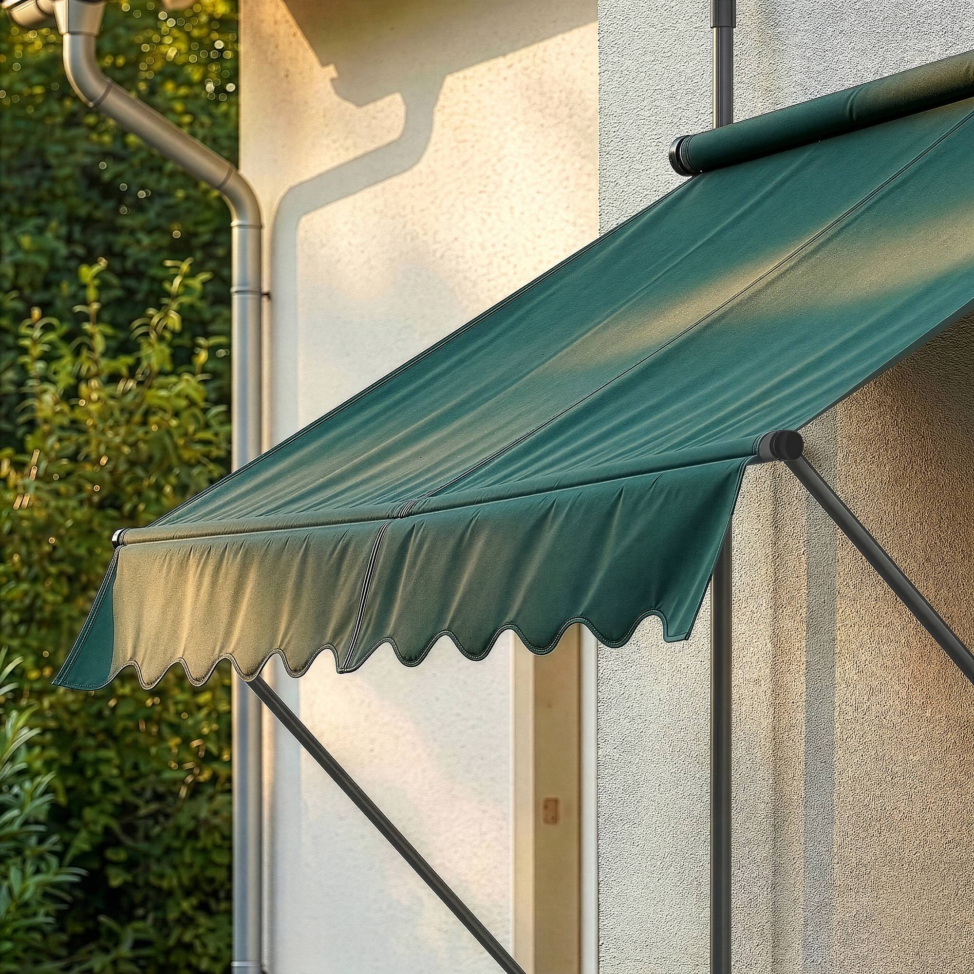 Pro.Tec - Store Banne Téléscopique Acier Polyester 350 x 120 x 220-309 cm Vert Foncé [pro.tec] - Image 5